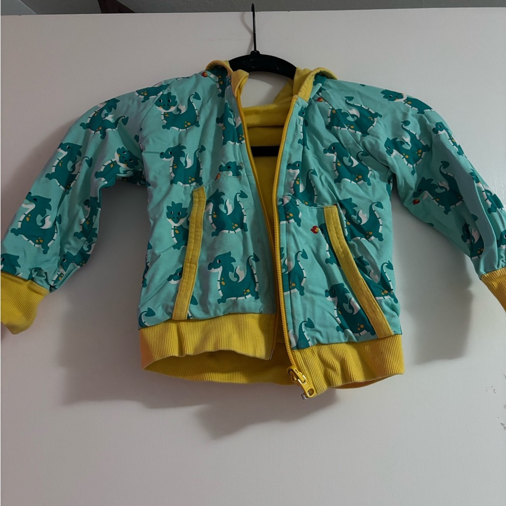 Kids' Dinosaur Print Jacket with Yellow Accents